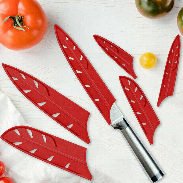 Plastic Knife Sheath Edge Guard Cover Scabbard Slicing Blade Red Protector Chef 8In Knife Blocks & Storage