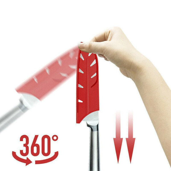 Plastic Knife Sheath Edge Guard Cover Scabbard Slicing Blade Red Protector Chef 8In Knife Blocks & Storage