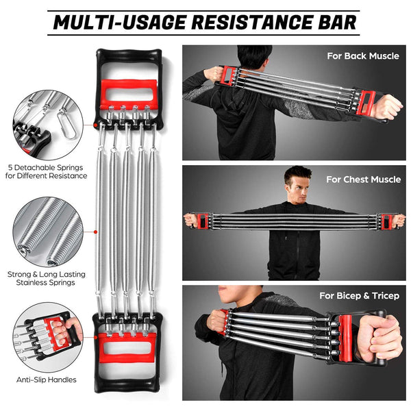 Mens Chest Expander Resistance Bands Pedal Puller Home Gym Workout Equipment Resistance Trainers