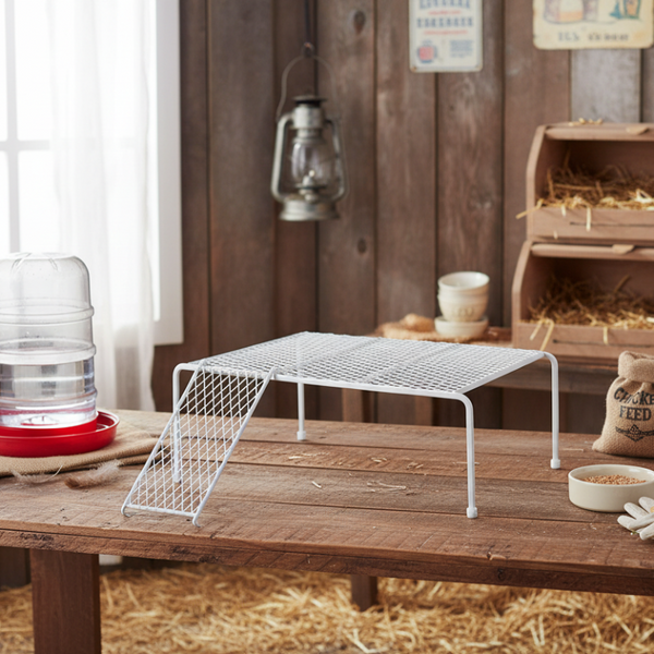 Metal Iron Chicken Feeding Ladder Grid Shelving Landscaping Platform Supplies White L Small Animal Supplies
