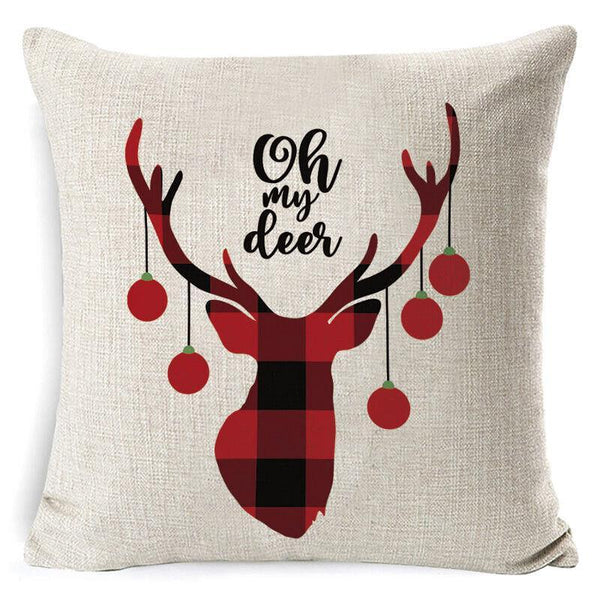 1Pc Christmas Square Cushion Cover Throw Waist Pillow Case Sofa Home Decor Deer Cushion Covers