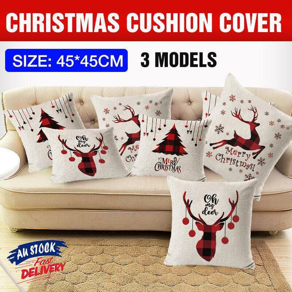 1Pc Christmas Square Cushion Cover Throw Waist Pillow Case Sofa Home Decor Deer Cushion Covers