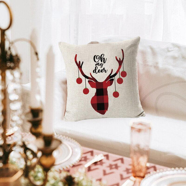 1Pc Christmas Square Cushion Cover Throw Waist Pillow Case Sofa Home Decor Deer Cushion Covers
