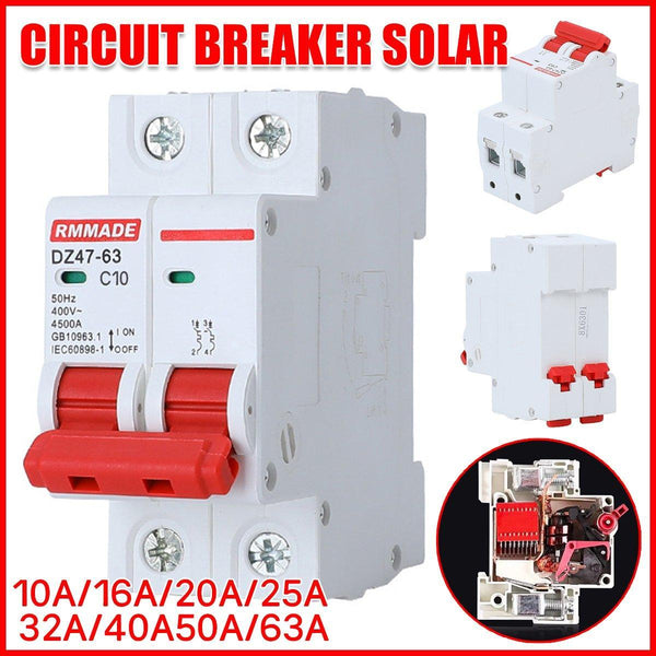 Ac Circuit Breaker Solar 220 380V 2Pole Double Mcb Mini 10 63 Amp 10A Circuit Breakers
