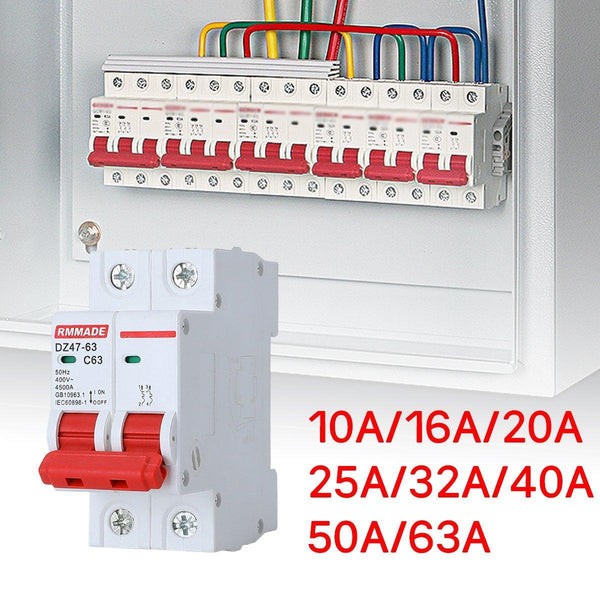 Ac Circuit Breaker Solar 220 380V 2Pole Double Mcb Mini 10 63 Amp 10A Circuit Breakers