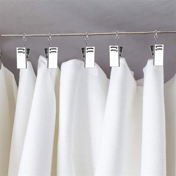 50Pcs Stainless Steel Curtain Clip Hooks Strong Load Bearing Shower Accessories Copper Shower Curtain Hooks