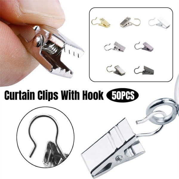 50Pcs Stainless Steel Curtain Clip Hooks Strong Load Bearing Shower Accessories Copper Shower Curtain Hooks