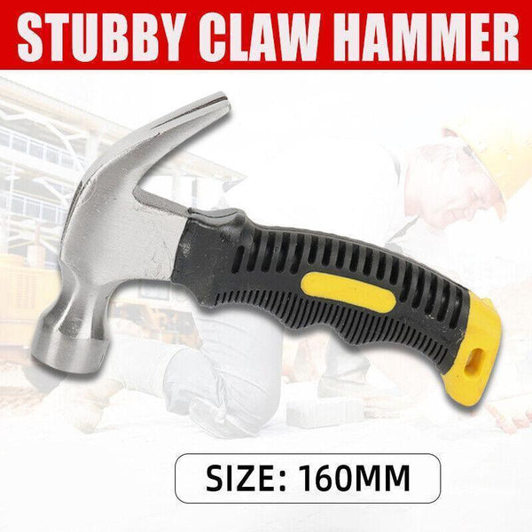 Stubby Claw Hammer Drop Forged Steel All Purpose Rubber Grip 8Oz Small Area Hammers & Mallets