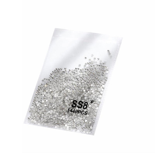1440Pcs Glitter Rhinestones Crystal Flat Clear Bottom Glass Nail Art Drill Ss10 2D Nail Art Design