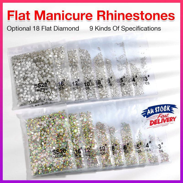 1440Pcs Glitter Rhinestones Crystal Flat Clear Bottom Glass Nail Art Drill Ss10 2D Nail Art Design
