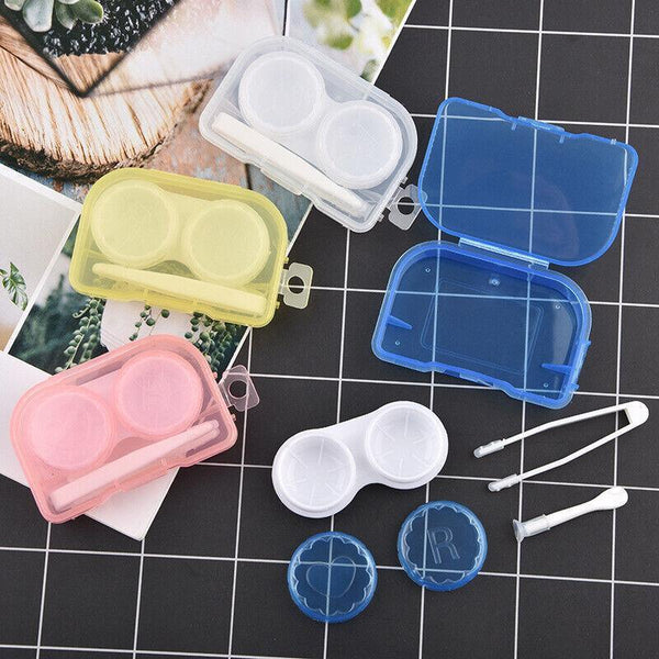 Lens Storage Case With Applicator Kit Tweezers Soft Tip Tool For Contact Eye Care White Eyeglass Cases & Storage