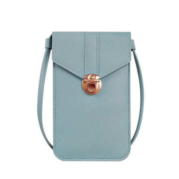 Touch Screen Crossbody Phone Bag With Clear Window Pu Leather Wallet Purse Blue Women's Bags & Handbags