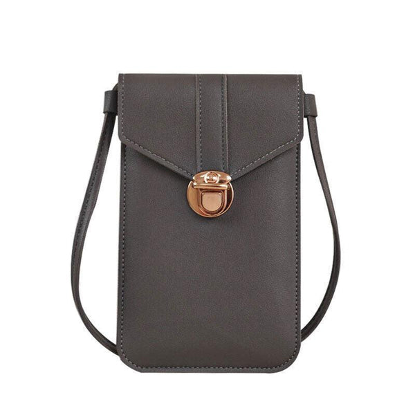Touch Screen Crossbody Phone Bag With Clear Window Pu Leather Wallet Purse Grey Women's Bags & Handbags
