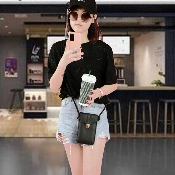 Touch Screen Crossbody Phone Bag With Clear Window Pu Leather Wallet Purse Pink Women's Bags & Handbags
