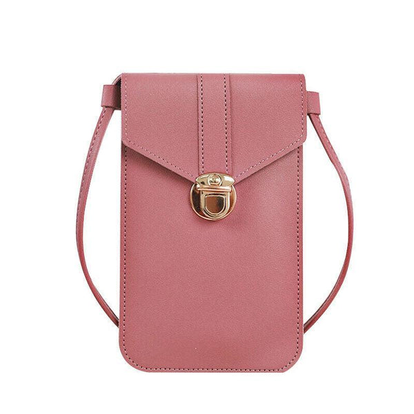 Touch Screen Crossbody Phone Bag With Clear Window Pu Leather Wallet Purse Pink Women's Bags & Handbags