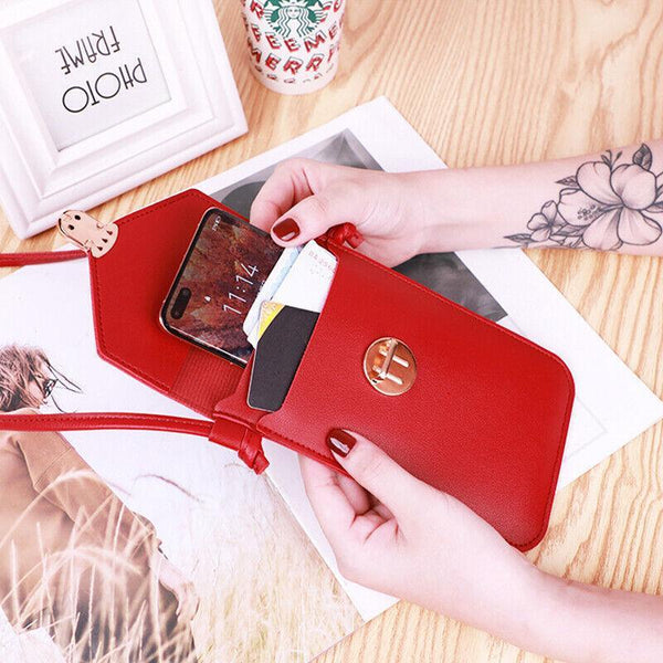 Touch Screen Crossbody Phone Bag With Clear Window Pu Leather Wallet Purse Red Women's Bags & Handbags