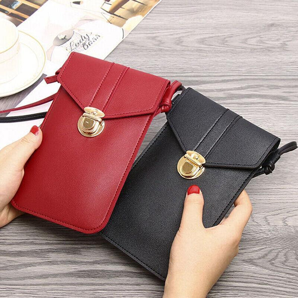 Touch Screen Crossbody Phone Bag With Clear Window Pu Leather Wallet Purse Red Women's Bags & Handbags