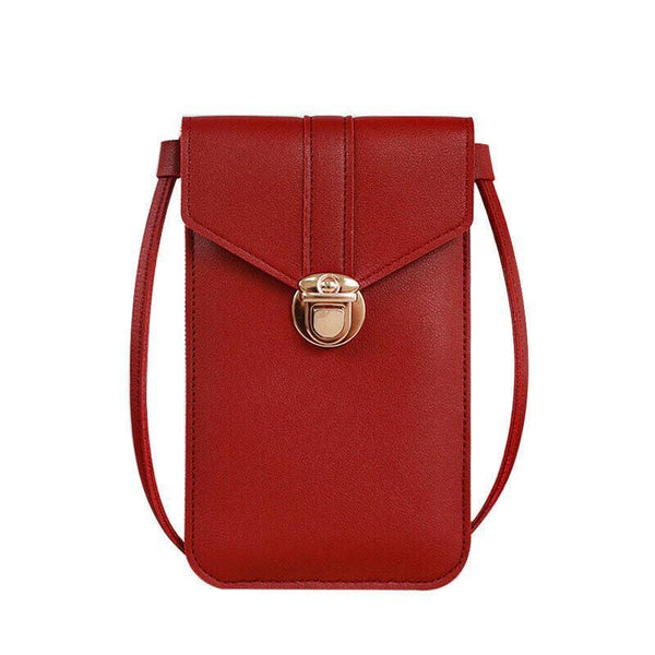 Touch Screen Crossbody Phone Bag With Clear Window Pu Leather Wallet Purse Red Women's Bags & Handbags