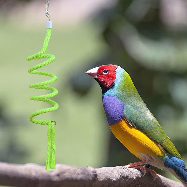 Bird Climbing Rope Toy Cotton Spiral Ladder Parrot Cage Hanging Swing Pet Blue Birds Toys