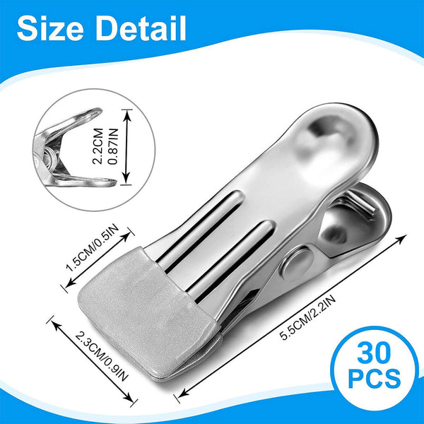 30Pcs Multi Functional Stainless Steel Clothes Drying Clips Windproof Pegs & Peg Bags