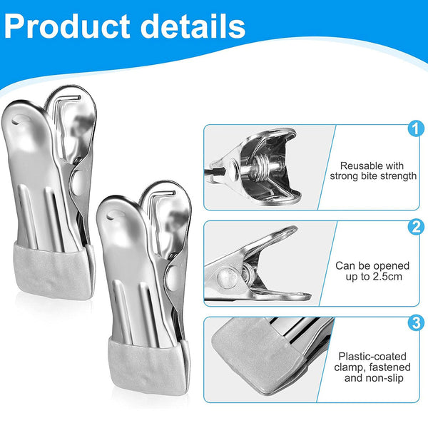 30Pcs Multi Functional Stainless Steel Clothes Drying Clips Windproof Pegs & Peg Bags
