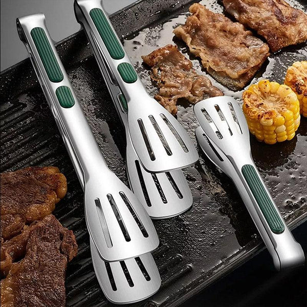 3Pcs Stainless Steel Food Holders Kitchen Grill Steak Cooking Tools Tongs