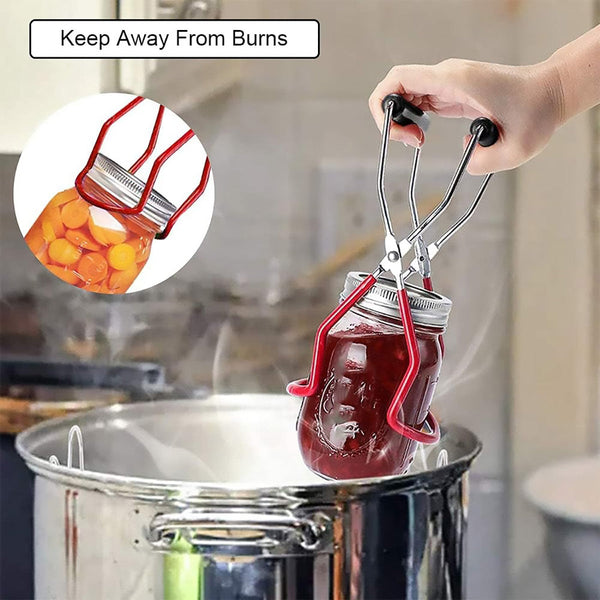Stainless Steel Canning Jar Lifter Anti Slip Lifting Tongs Gripper Anti Scalding Red Other Kitchen Gadgets