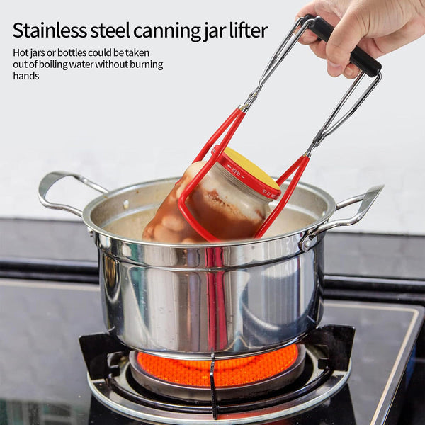 Stainless Steel Canning Jar Lifter Anti Slip Lifting Tongs Gripper Anti Scalding Red Other Kitchen Gadgets