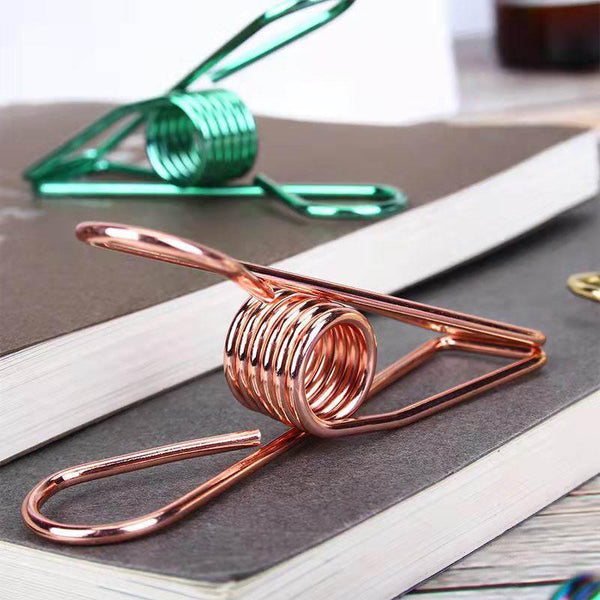 10X Spring Metal Wire Hollow Out Clips 33Mm Mini Binder Gold Paperclips