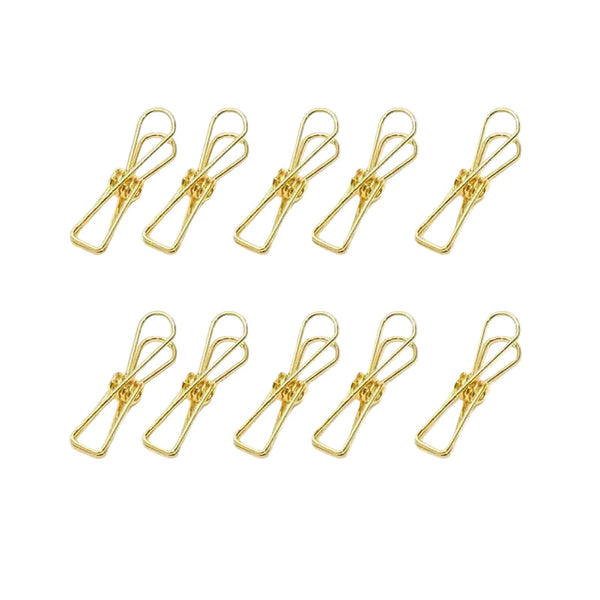 10X Spring Metal Wire Hollow Out Clips 33Mm Mini Binder Gold Paperclips