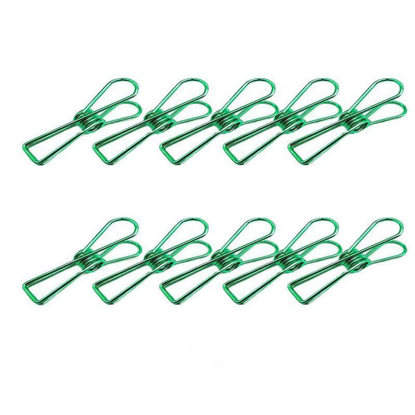 10X Spring Metal Wire Hollow Out Clips 33Mm Mini Binder Paper Clip Green Paperclips