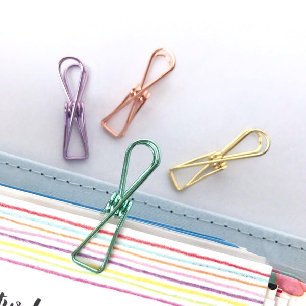 10X Spring Metal Wire Hollow Out Clips 33Mm Mini Binder Gold Paperclips