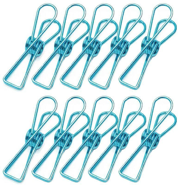 10X Spring Metal Wire Hollow Out Clips 55Mm Mini Binder Blue Paperclips