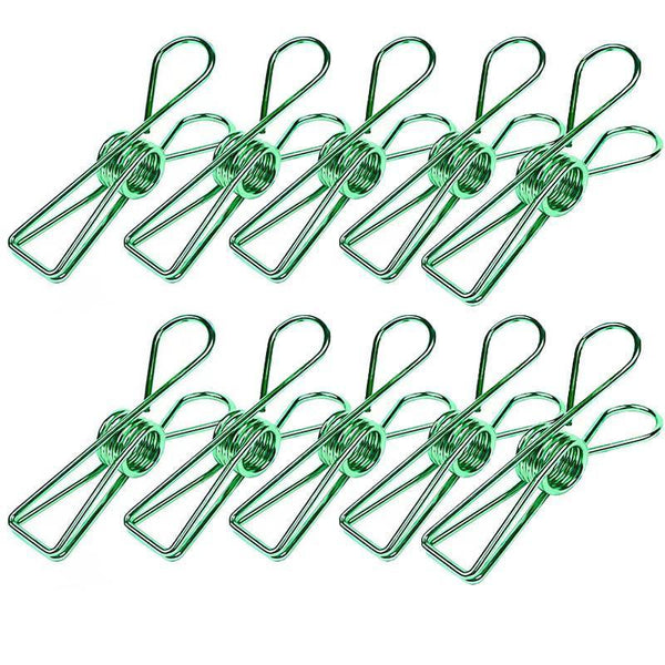 10X Spring Metal Wire Hollow Out Clips 55Mm Mini Binder Green Paperclips