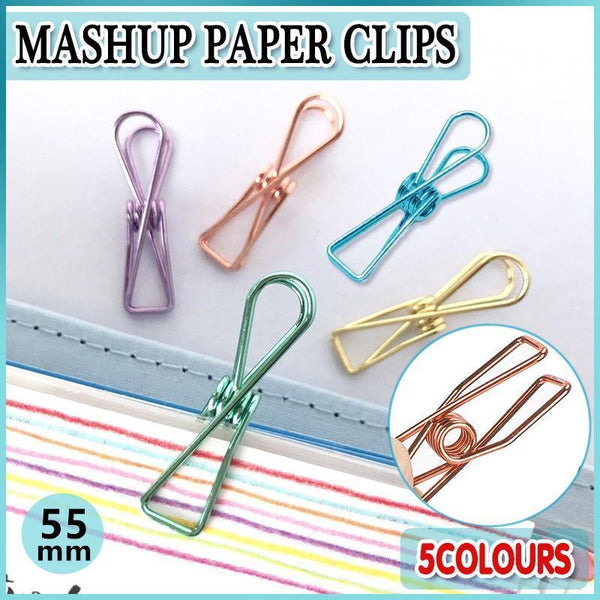 10X Spring Metal Wire Hollow Out Clips 55Mm Mini Binder Purple Paperclips