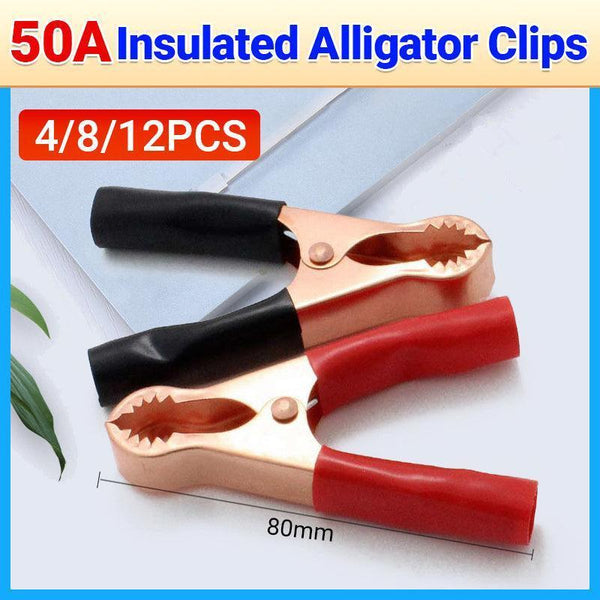 Car Battery Tongs Cable Alligator Electrical Measured Clip Clamp Tool 4Pcs (2Black+2Red) Other Shop Equipment