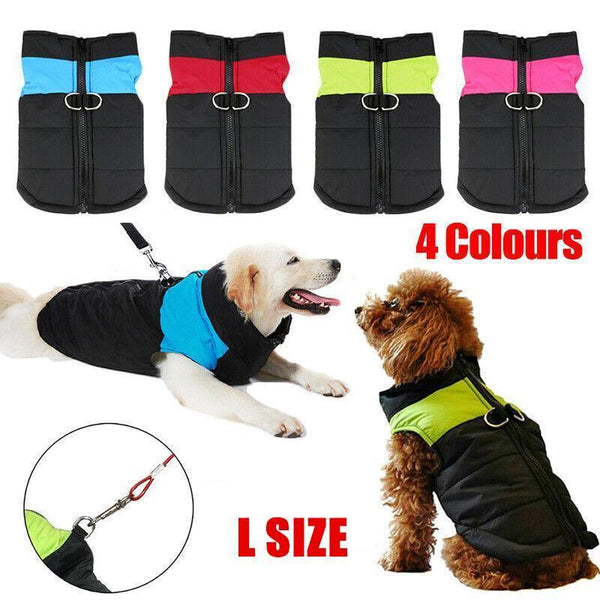 L Size Large Dog Jacket Padded Waterproof Pet Clothes Warm Windbreaker Vest Coat Winter Pink Dog Clothing & Shoes