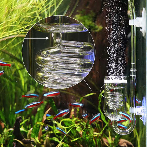 Aquarium Diffuser Glass Spiral Atomizer Co2 Reactor For Planted Tanks Air Pumps