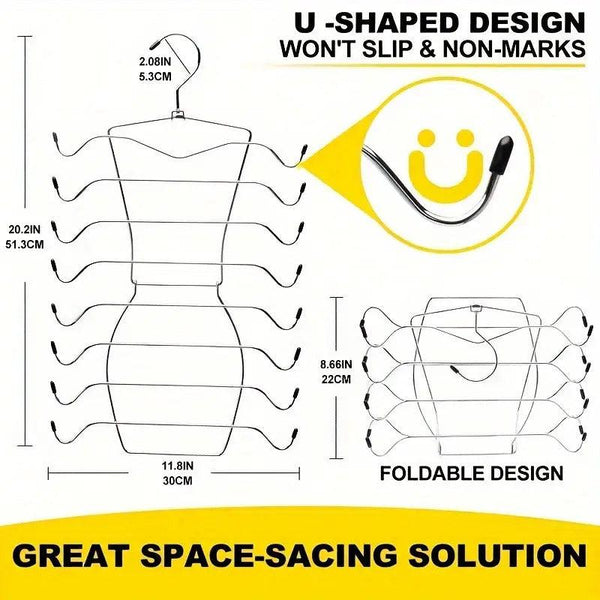 2Pcs 8 Tier Metal Clothes Hanger Underwear Storage Organizer Stainless Steel Clothes Hangers