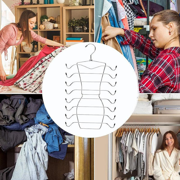 2Pcs 8 Tier Metal Clothes Hanger Underwear Storage Organizer Stainless Steel Clothes Hangers