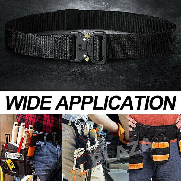 Mens Canvas Outdoor Tactical Belt Heavy Duty Army Waist Web Strap Waistband Hot Green Belts