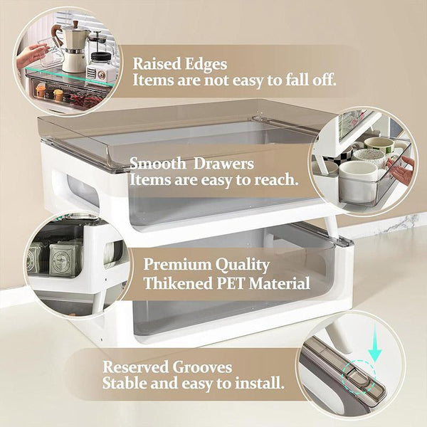 Drawer Desktop Storage Organizer Two Tier Shelf Home Office Unit Other Laptop & Desktop Accs