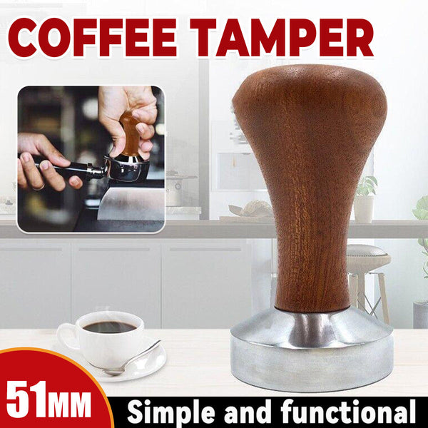 51Mm Coffee Tamper Aluminum Alloy Base Wooden Handle For Espresso Machine Coffee Tea & Espresso Parts
