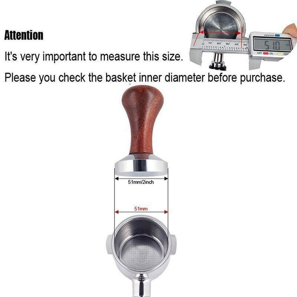 51Mm Coffee Tamper Aluminum Alloy Base Wooden Handle For Espresso Machine Coffee Tea & Espresso Parts