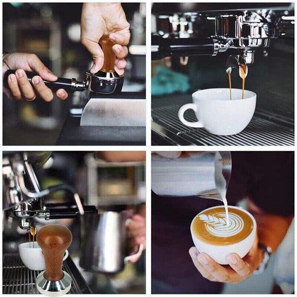 51Mm Coffee Tamper Aluminum Alloy Base Wooden Handle For Espresso Machine Coffee Tea & Espresso Parts