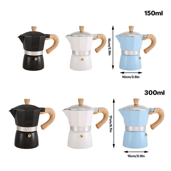 Coffee Maker Wood Grain Handle Outdoor Manual Espresso Machine Camping Beige 300Ml Espresso & Cappuccino Machines