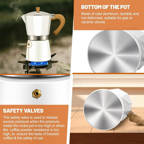 Coffee Maker Wood Grain Handle Outdoor Manual Espresso Machine Camping Beige 300Ml Espresso & Cappuccino Machines