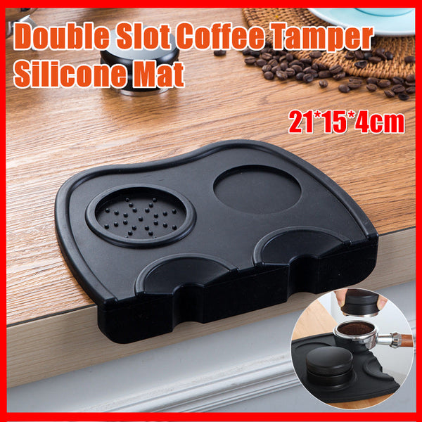 Double Slot Silicone Coffee Tamper Mat | Non Slip Corner Tamping Pad 21A15a4cm Coffee Tea & Espresso Parts