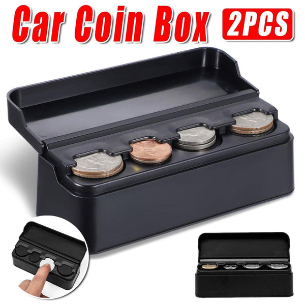 2X Car Coin Holder Portable Mini Change Storage Box Container Organizer Interior Coin Holders