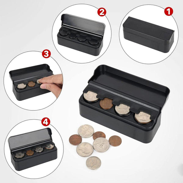2X Car Coin Holder Portable Mini Change Storage Box Container Organizer Interior Coin Holders